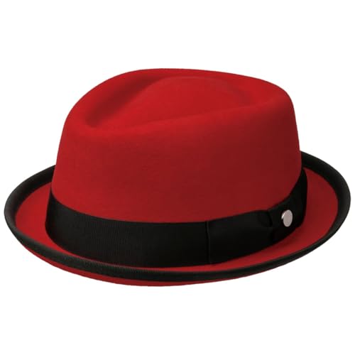 Lierys Diamond Crown Pork Pie Hat Women/Men | - color: Red, size: 7 1/2-7 5/8