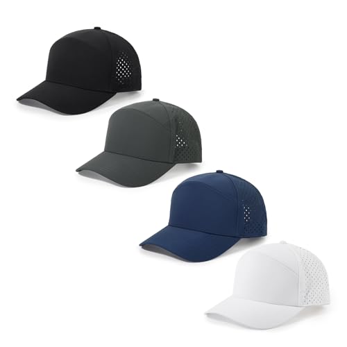 HH HOFNEN Quick Dry Baseball Cap Snapback Golf Trucker Hat for Man Women - color: 4-darkgray+navy+black+white