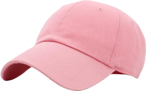 KBETHOS Classic Unisex Cotton Adjustable Low Crown Baseball Cap – Plain Dad Hat - color: Pink (1 Pack)