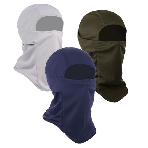 3 Pieces Balaclava Ski Mask -Winter Full Face Mask for Men Women Windproof Weather Outdoors Cover for Men Women Boys Girls - color: Lightgrey*army Green*navy