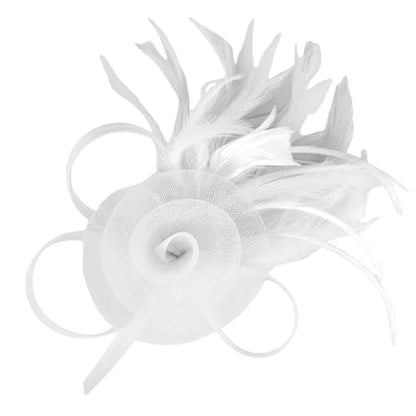 Tulle Flower Fascinators Hats for Women 2025 Derby Outfits for Women Tea Party Derby Hats - color: White