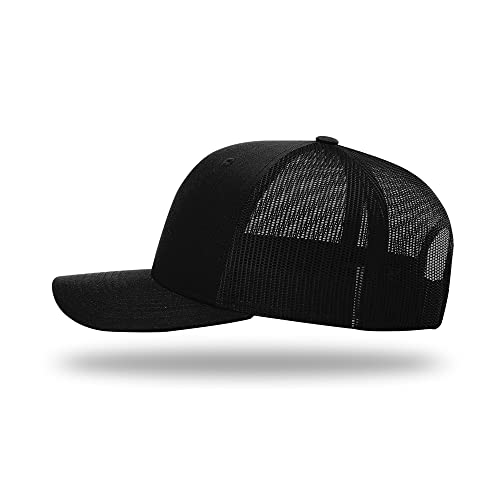 Richardson 112 Classic Six-Panel Adjustable Snapback Trucker Cap - color: Black