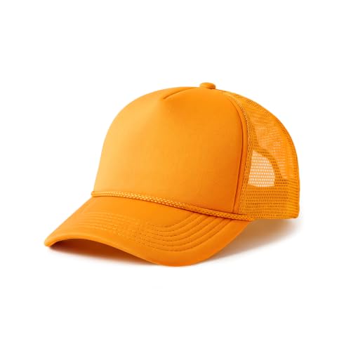 CHOK.LIDS Blank Foam Trucker Hat, Retro Mesh Rope Snapback Cap, Men Women - color: Curved Brim (Gold)