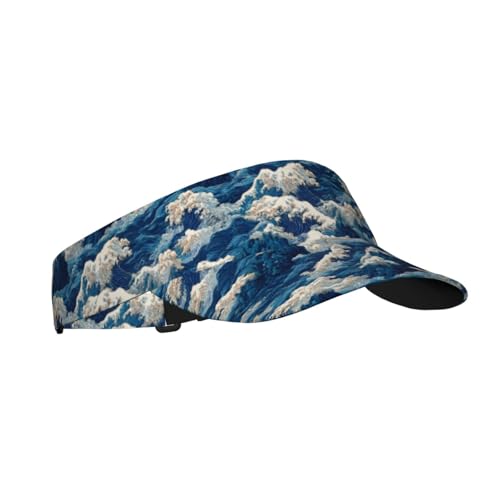 Sports Sun Visor Hat for Men Women, Adjustable Breathable Golf Tennis Cap - color: Japanese Waves