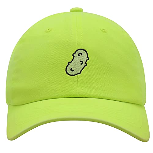 JPAK Pickle Premium Dad Hat Embroidered Cotton Baseball Cap Dill Juice - color: Neon Yellow