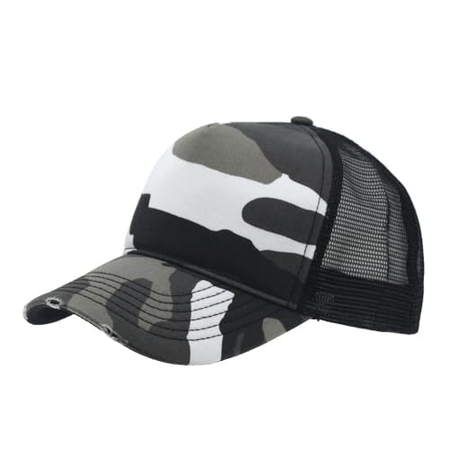 The Vintage Year High Crown Foam Mesh Camouflage Trucker Hat Baseball Cap - color: Distressed City Camo