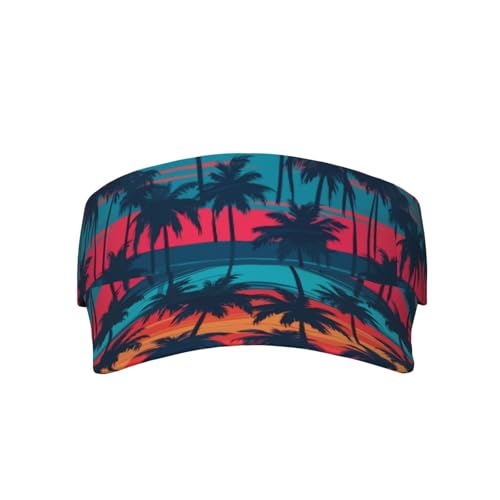 Sports Sun Visor Hats Adjustable Men Women Lightweight Packable Cooling Empty Top Visor Hat for Running, Tennis, Golf - color: Palm Colorful Hawaii Palms Summer, size: 1