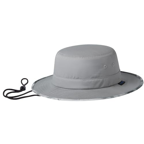 UPF 50+ Foldable Sun Hat Patterned Under Brim Bucket Hats for Summer Hiking Fishing Beach Safari Men Women - color: Light Grey, size: Large