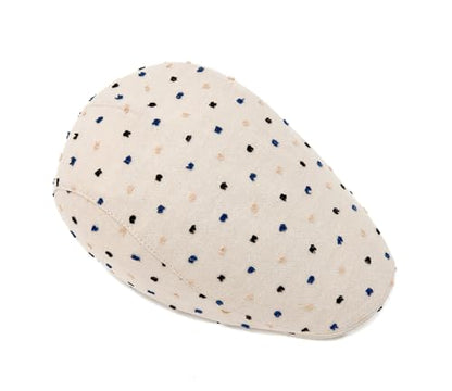 Quanhaigou Unisex Denim Newsboy Hats Flat Ivy Gatsby Cabbie Driving Berets Hat Cotton Dad Cap for Men Women - color: Beige Dot