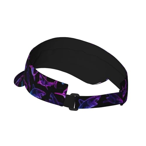 Sports Sun Visor Hat for Men Women, Adjustable Breathable Golf Tennis Cap - color: Neon Shark
