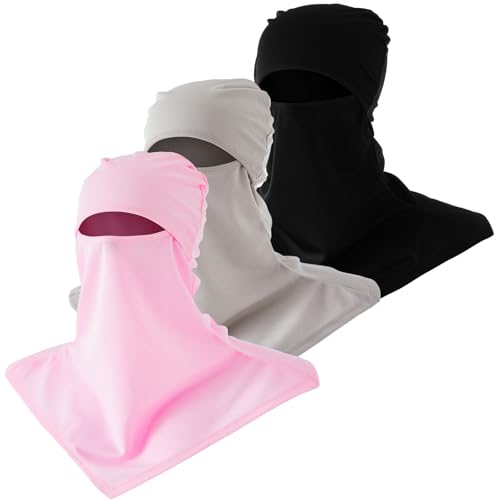 SATINIOR 3 Pcs Summer Balaclava - color: Pink,black,light Gray