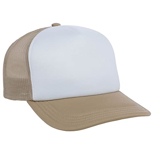 Lids Blank Basic Foam Trucker Adjustable Snapback Hat - color: White/Khaki