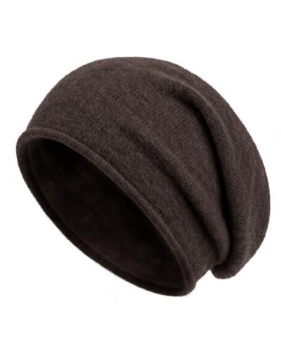 Zylioo XXL Slouchy Beanie for Big Heads Women,Lightweight Stretch Knit Hat - color: Coffee