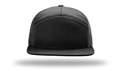 Richardson 168 168P Hat 7-Panel Trucker Cap Hi-Pro Snapback Cap Camo Hat Adjustable Baseball Hat Blank Hat Bulk Hats - color: Black