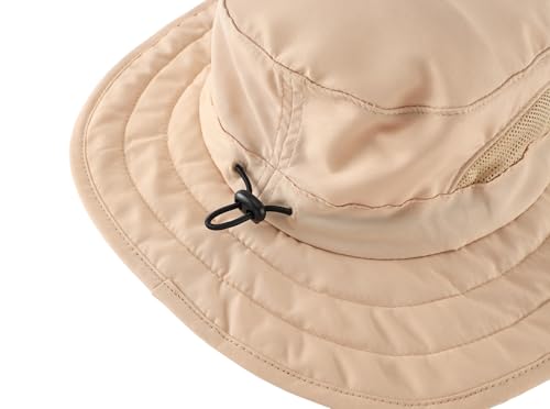 Connectyle Kids Sun Hat for Boys Girls Wide Brim Bucket Hat UPF 50+ Sun Protection Hat Breathable Summer Beach Hat - color: Khaki