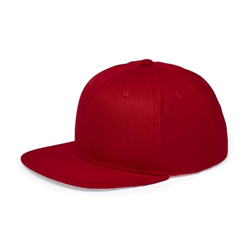 E BY ELIDAN Flat Bill Hat, Structured Flat Brim Baseball Cap for Men - color: Red