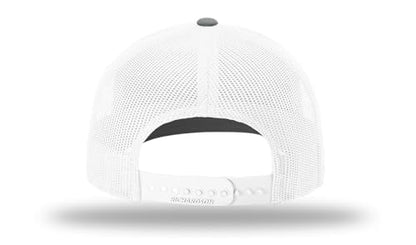 Richardson 112 Trucker Hat - Premium Blank Baseball Cap, Adjustable Snapback Hat - Structured Six Panel Richardson Blank Hats - color: Black/White/ Heather Grey