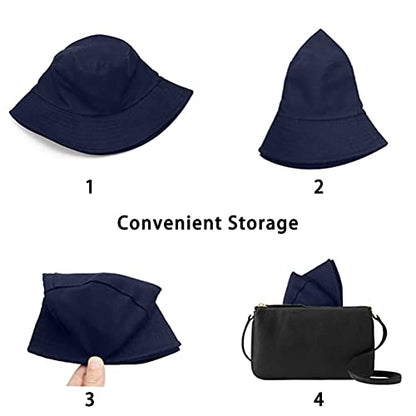 Unisex Bucket Hat Beach Sun Hat Aesthetic Fishing Hat for Men Women Teens, Reversible Double-Side-Wear - color: Navy Blue