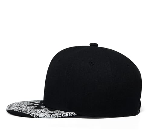 Trucker Hat Fashion Mens Women Snapback Hats - Flat Bill Brim Hat Adjustable Baseball Cap - color: Paisley Red