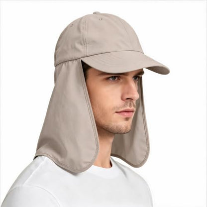 Solaris Mens Sun Hat Neck Flap 2 in 1 Foldable Waterproof UPF 50+ Baseball Cap Fishing Hiking Outdoor - color: #5 Khaki