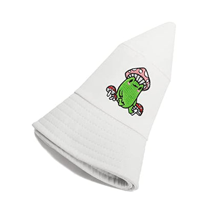 Tie Dye Bucket Hat Reversible Cotton Multicolored Fisherman Cap Packable Sun Hat - color: Frog With Mushroom White