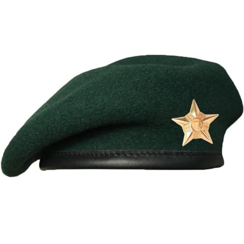 SILAK Traditional Army Style Cap with Metal Star Badge – Che Guevara Inspired, Woolen French Beret Hat for Men and Women - color: Green