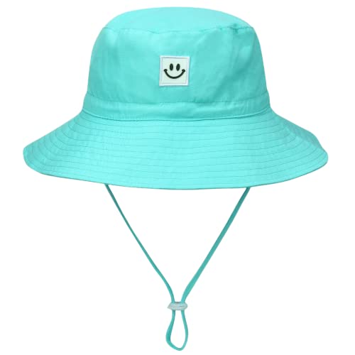 55cube Baby & Toddler Sun Hat UPF 50+ Bucket Hat with Chin Strap - color: 2pack Grey/Aquamarine, size: 2-5T