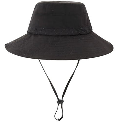 Moon Kitty Men's Sun Hat UPF 50+ Wide Brim Bucket HatAdjustable Nylon Fishing Hiking Boonie Hat for Large Heads - color: Black