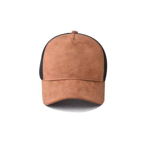 Trucker Hat Men Blank Mesh Suede Baseball Cap for Men and Women Baseball Hat 5-Panel Trucker Hat for Hunting & Hiking - color: Khaki