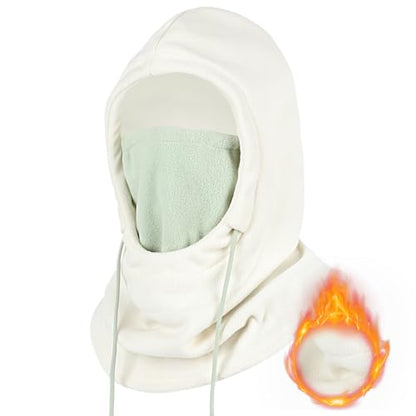 Achiou Ski Mask, Winter Balaclava Warm Windproof Face Cover Men Women - color: White