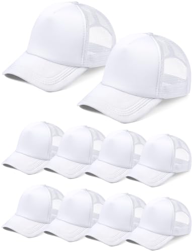 Tarpop 10 Pcs Sublimation Blank Trucker Hats Bulk - color: White