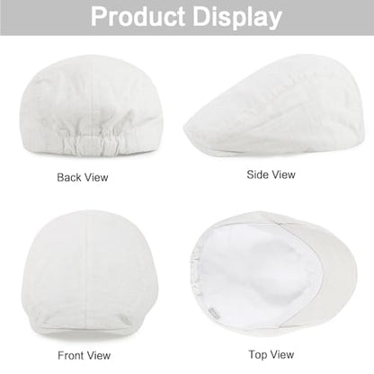 3Pcs Cotton Newsboy Hat for Men Cool Adjustable Flat Cap - color: Cm2-blue+khaki+white