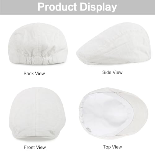 3Pcs Cotton Newsboy Hat for Men Cool Adjustable Flat Cap - color: Cm2-blue+darkgrey+white