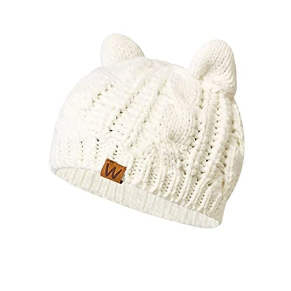 allydrew Winter Thick Knit Beanie Slouchy Beanie for Men & Women - color: Ivory