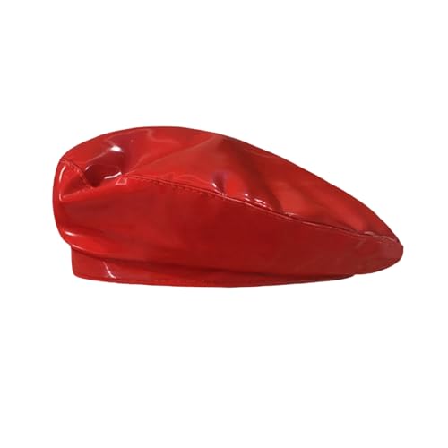 Women Classic PU Leather French Beret Beanie Hat Pumpkin Cap - color: Red 10#