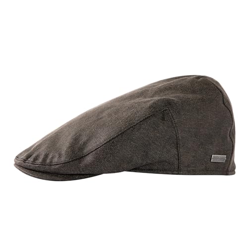 TOP-EX UPF 50+ Waterproof Newsboy Flat Cap for Men, XL/XXL - color: Black (Waterproof Waxed Cotton), size: Medium-Large