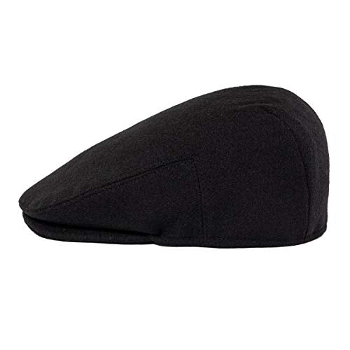 Men Wool Plaid Ivy Gatsby Newsboy Cap - color: Black, size: 7 7/8