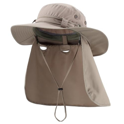 Home Prefer UPF50 Mens Sun Hat with Neck Flap Quick Dry UV Protection Cap Womens Wide Brim Fishing Hat Neck Flap Beach Garden - color: Smoky Gray
