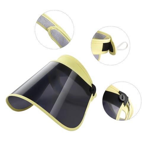 Women Sun Visor Face Shield Sunblock UV Protection Visor Hat UPF 50+ Beach Sun Hat Adjustable Golf Tennis Sports Cap - color: Yellow