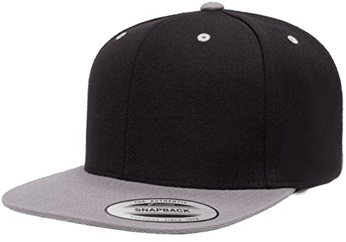 Mrlahat 6089 Yupoong Yp by Flexfit 6-Panel Structured Flat Visor Classic Snapback Cap with Black Bandana - color: Black / Silver