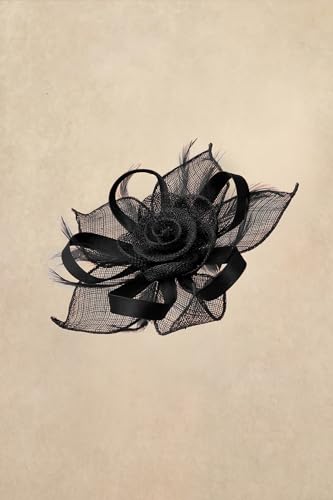 BABEYOND Fascinator Hats for Women Linen Flower Feather Tea Party Derby Hat - color: Black