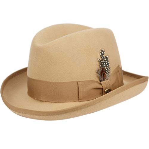 EPOCH Classico Men's Wool Felt Homburg Hat - color: Khaki, size: Small