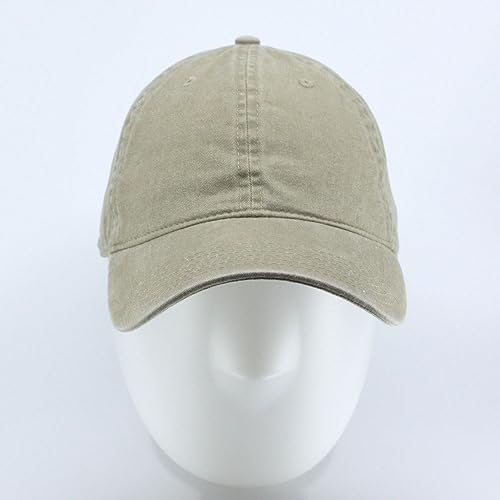 The Vintage Year Washed Cotton Low Profile Dad Hat, 6 Panel Soft Crown Baseball Cap, Brass Buckle, One Size Fits Most - color: Faded Khaki