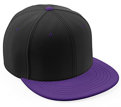 Daxton Classic Blank Snapback Flat Bill Visor Hat Cap One Size Adjustable Back - color: Black Purple