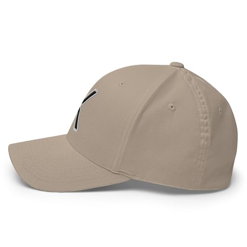 FX XRP Fitted Hat Embroidered Curved Bill Mid Crown Closed-Back Structured Twill Cap - color: Khaki, size: Large-X-Large