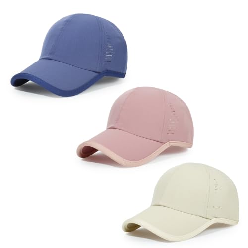 HH HOFNEN Quick Dry Baseball Hat Unstructured Athletic Golf Cap Women Men - color: 3-beige+pink+navyblue