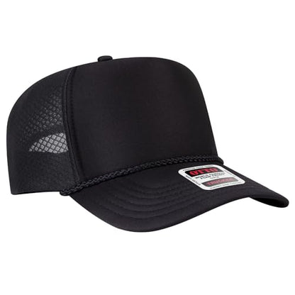 OTTO Cap 5 Panel High Crown Air Mesh Back Trucker Hat | Bulk Packs - color: 003c - Black