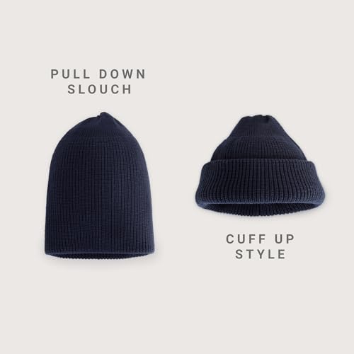 Fisherman Beanie Cuffed Knit Winter Hat Trawler Sailor Watch Cap Men Women - color: Classic (Midnight Blue)