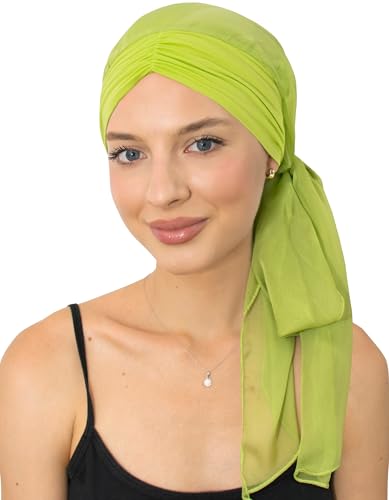 CAPLORD Chemo Headwrap for Women Turban Headwear for Cancer Patients Skull Cap Hair Loss Cover Lightweight Head Covering Hat - color: Lime