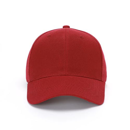 ZH Plain Adjustable Baseball Cap - Lot of 12 Unisex Blank Design Caps - color: Red